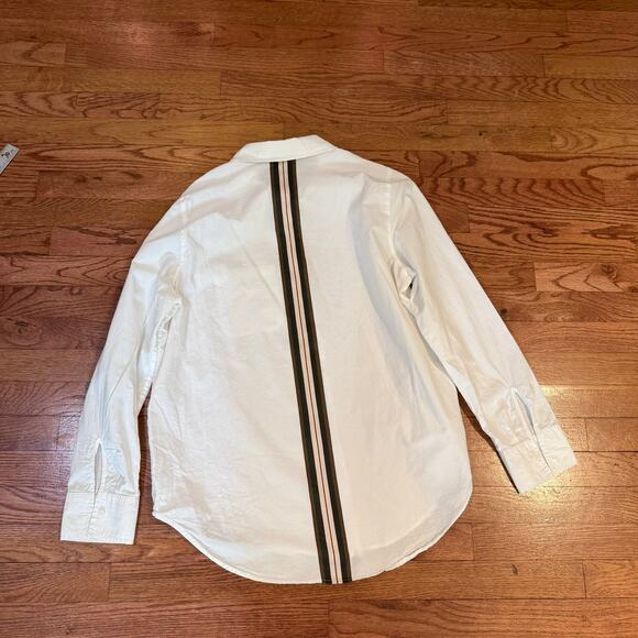 Athleta Marinwood White Button Down Shirt Back Stripe Women’s Large - Picture 3 of 8